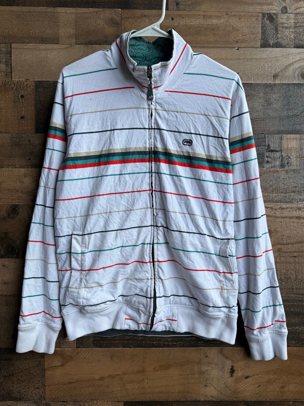 Vintage Y2K Eckō Unltd. Striped Full-Zip Track Jacket- Men's Size M Paisley Trim